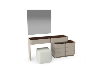 Mesa de tocador con espejo elegante, taburete blanco, conjunto completo de 3 piezas de dormitorio nuevo