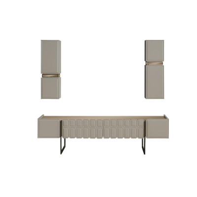 Moderno salón muebles de madera diseñador mueble de TV x2 estantes de pared juego de 3 piezas.