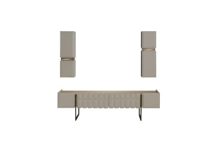 Moderno salón muebles de madera diseñador mueble de TV x2 estantes de pared juego de 3 piezas.