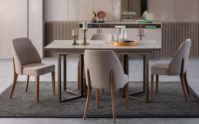 Conjunto de comedor Grupo de comedor Esquina de comedor Mesa de comedor Sillas Madera Gris 7 piezas