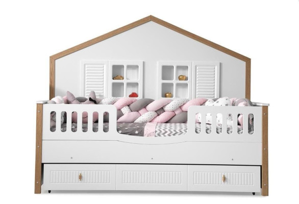 Marco de la cama Cama infantil Cama Habitación infantil Muebles de habitación infantil Madera blanca