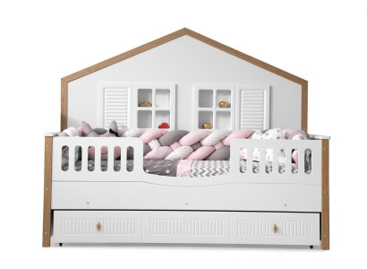 Marco de la cama Cama infantil Cama Habitación infantil Muebles de habitación infantil Madera blanca