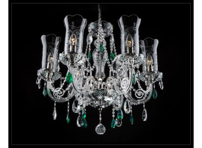 Diseño Bohemia, candelabros, lámparas de techo azules, lámpara de cristal.