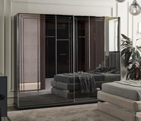 Armario moderno Muebles de dormitorio elegantes Armario de diseño de cristal