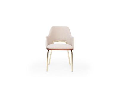 Silla de acero inoxidable beige con marco de metal para comedor, de lujo, de una plaza, silla nueva.