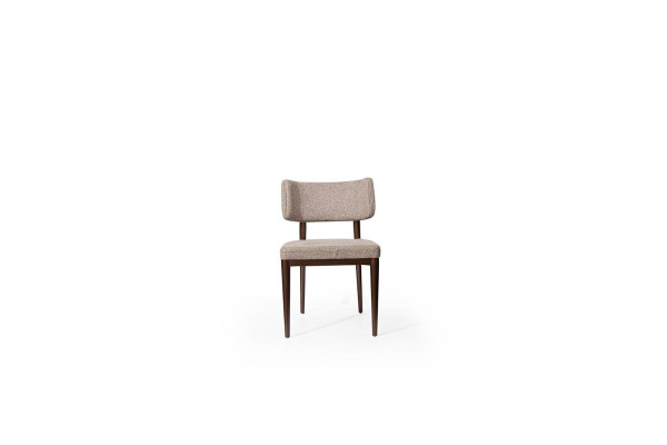 Diseñador Silla de tela beige Comedor Patas de madera marrón Muebles de diseñador