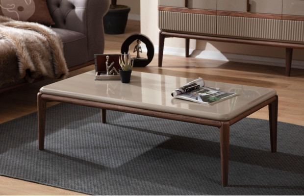 Mesa de centro de madera marrón, muebles de diseñador de sala de estar de lujo, mesas elegantes