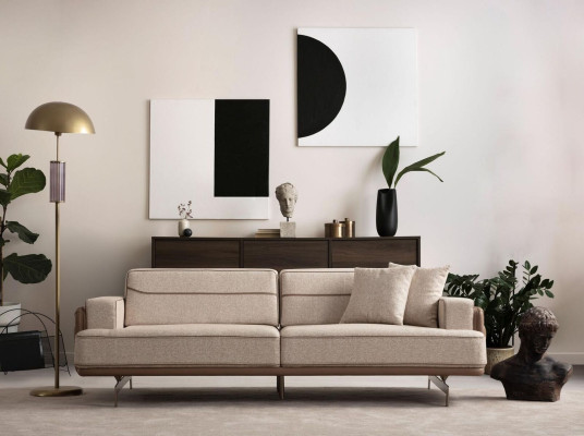 Sofá exclusivo beige de 3 plazas, muebles modernos para sala de estar, sofá tapizado.