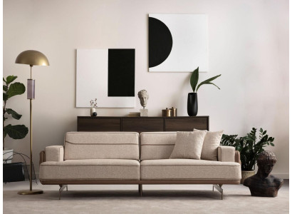 Sofá exclusivo beige de 3 plazas, muebles modernos para sala de estar, sofá tapizado.