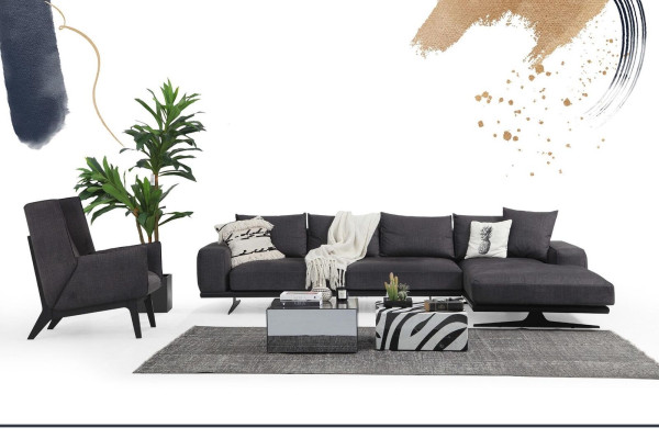Sofá esquinero en forma de L para sala de estar, color gris, diseño moderno en tela, sofás de 2 plazas.