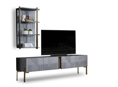 Mueble de TV gris de diseñador para sala de estar Juego de muebles de pared de lujo