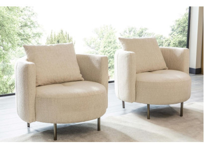 Textil Sillón de tela beige, diseño de sillón de club, sillón de cóctel, muebles tapizados.