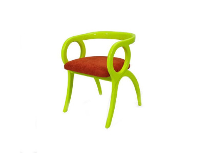 Silla tapizada de diseñador verde de lujo para comedor, individual.