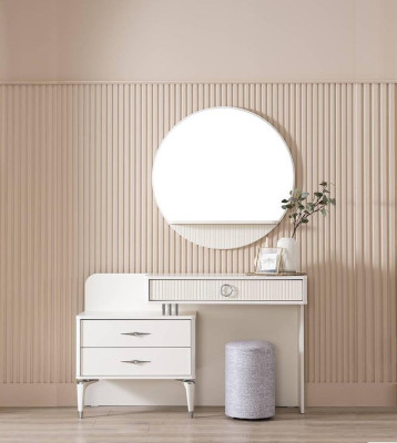 Moderno juego de mesa consola de tocador tocador cómoda conjunto de 3 piezas blanco