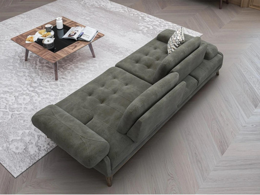Sofá gris de dos plazas, muebles tapizados, decoración de lujo para la sala de estar, tela de tapicería.