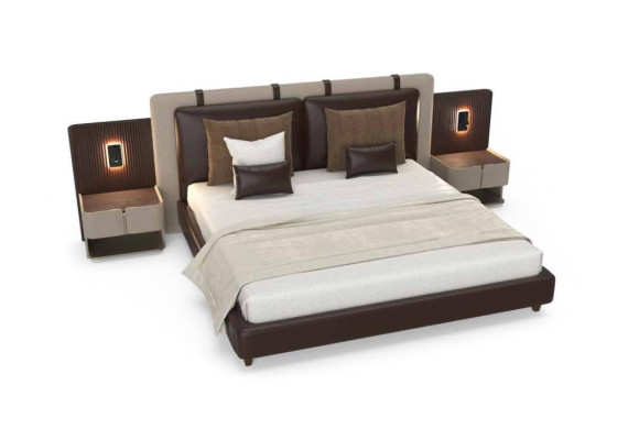 Lujo mesita de noche dormitorio cama cama 3 piezas conjunto completo diseño mobiliario.