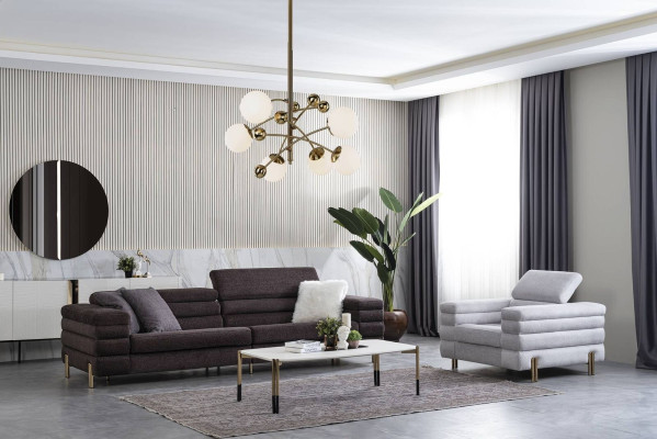 Conjunto de sofás de diseño para la sala de estar de cuatro plazas con sillón de lujo tipo lounge de 2 piezas.