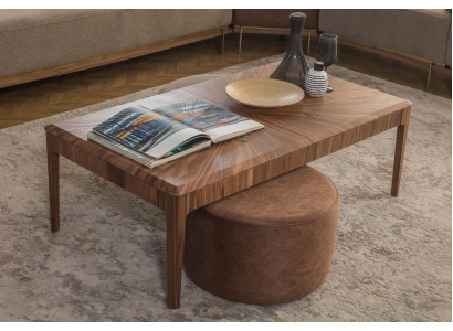 Elegante mesa de centro rectangular marrón para salón de madera.