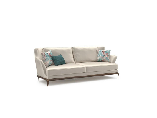 Sofá de tres plazas moderno completo blanco de tela para salón de diseño.