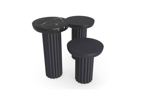 Mesa auxiliar de sala de estar, diseño de mesa de lujo, mesas auxiliares negras novedosas.