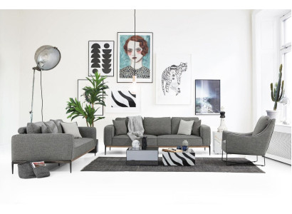 Sofá 431 plazas Sofá moderno de tela gris conjunto de sala de estar