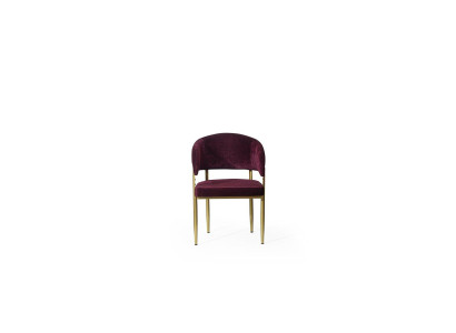 Silla de comedor de color morado oscuro con marco de metal diseñador Sillas de comedor de madera.