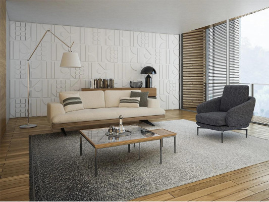 Juego de sala de estar Sofá de tres plazas Diseño de sofá sillón moderno Mesa de centro nuevo