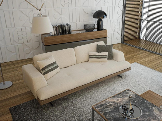 Juego de sala de estar Sofá de tres plazas Diseño de sofá sillón moderno Mesa de centro nuevo
