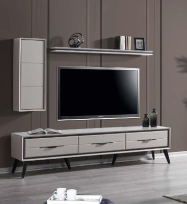 Elegante mueble de TV de 3 puertas moderno, estantería de diseñador.