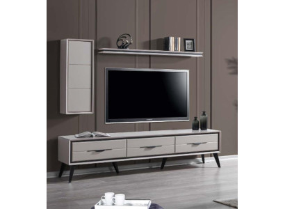 Elegante mueble de TV de 3 puertas moderno, estantería de diseñador.