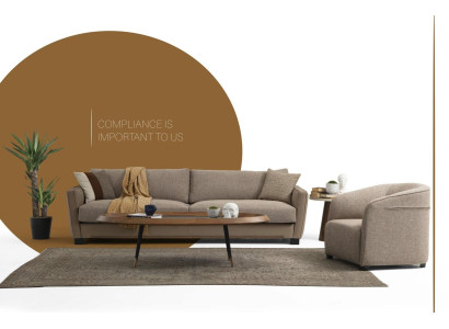 Conjunto de sofás 4 plazas sillón de 4 plazas moderno tela beige set de diseño