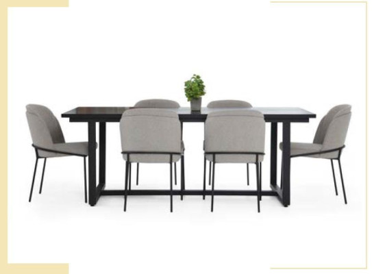 Rincón de comida Grupo de comedor Comedor Mesa de comedor Sillas 7 piezas Madera Gris Set Nuevo