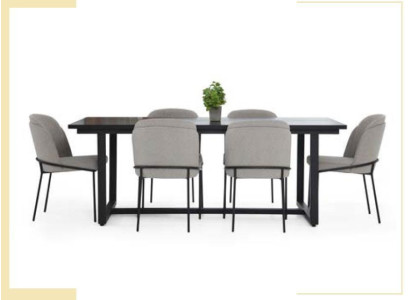 Rincón de comida Grupo de comedor Comedor Mesa de comedor Sillas 7 piezas Madera Gris Set Nuevo