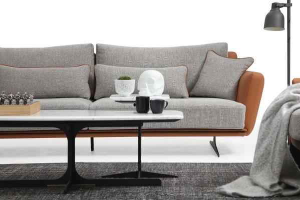 Sofá conjunto de 3 plazas, sofá de salón naranja de tela sillón de tres plazas.