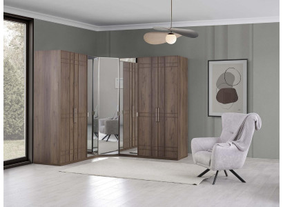 Armario esquinero ropero armario marrón madera espejo 7 puertas grande