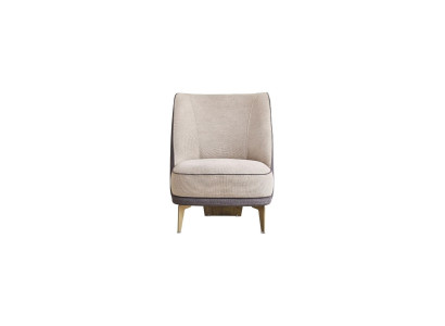 Sillón gris-beige de diseñador, individual con un apoyabrazos para la sala de estar, totalmente nuevo.