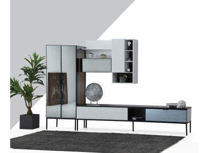 Mueble de televisión RTV de salón en madera blanca moderno