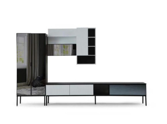 Mueble de televisión RTV de salón en madera blanca moderno