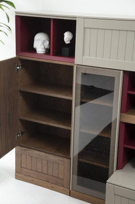 Mueble de pared para televisión soporte de TV RTV mesa baja vitrina de madera moderna color marrón sala de estar