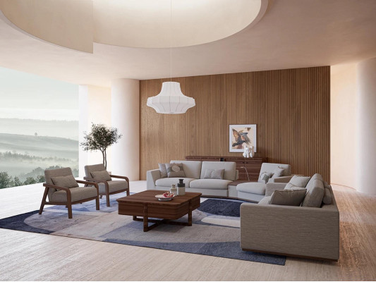 Conjunto de sala de estar de 4 piezas con sofá de dos plazas y sofá de tres plazas, tapizado textil, dos sillones nuevos.