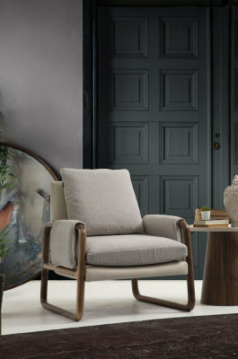 Sofá 4 plazas Moderno de Tela Gris para Sala de Estar, Grupo de Muebles