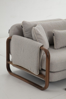 Sofá 4 plazas Moderno de Tela Gris para Sala de Estar, Grupo de Muebles