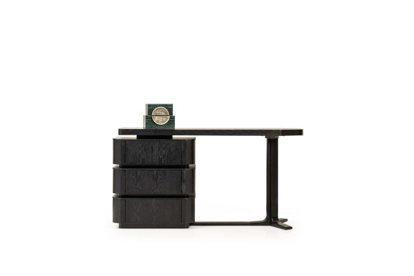 Mesa de maquillaje negra, tocador, tocador, tocador de madera, mesa consola