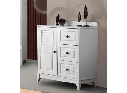 Lujoso y elegante tocador blanco de madera para bebé para la habitación de niños.