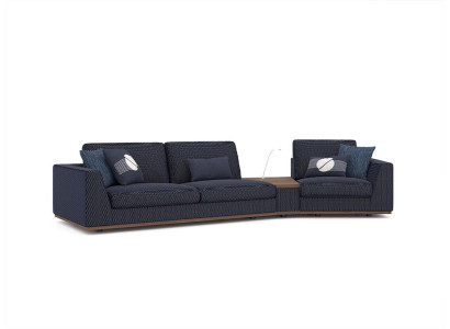 Sofá de tres plazas moderno azul, elegante diseño de sofá, muebles de estilo para la sala de estar, nuevo.