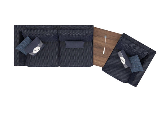 Sofá de tres plazas moderno azul, elegante diseño de sofá, muebles de estilo para la sala de estar, nuevo.