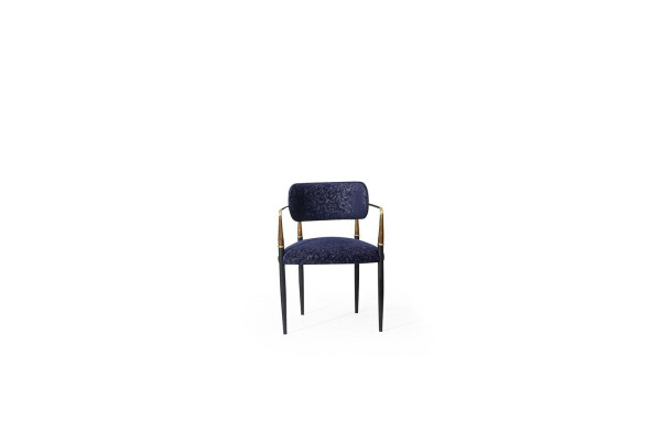 Moderna silla azul armazón de acero inoxidable textil silla de comedor muebles.