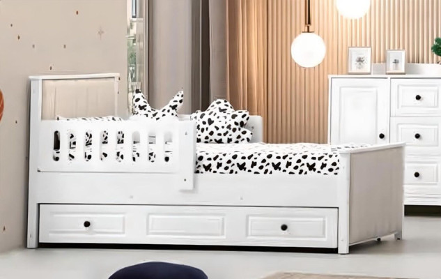 Cama infantil Cama de madera Cama funcional Cama extensible 200 Madera Blanco
