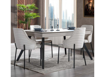 Juego de comedor blanco de lujo 6 sillas tapizadas Mesa rectangular