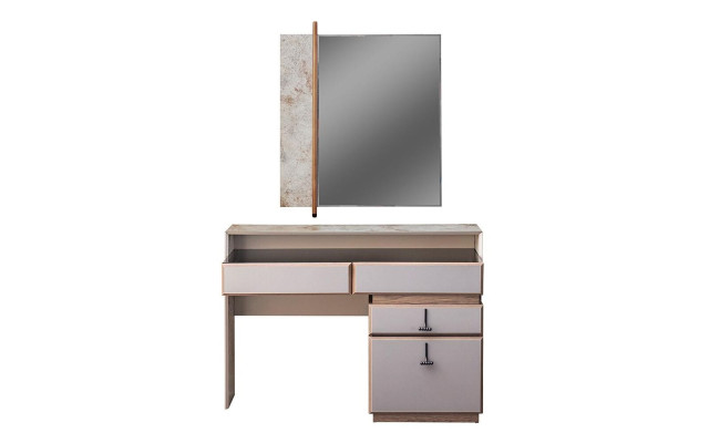 Mesa de tocador, tocador, consola de maquillaje, espejo, mesa consola, gris